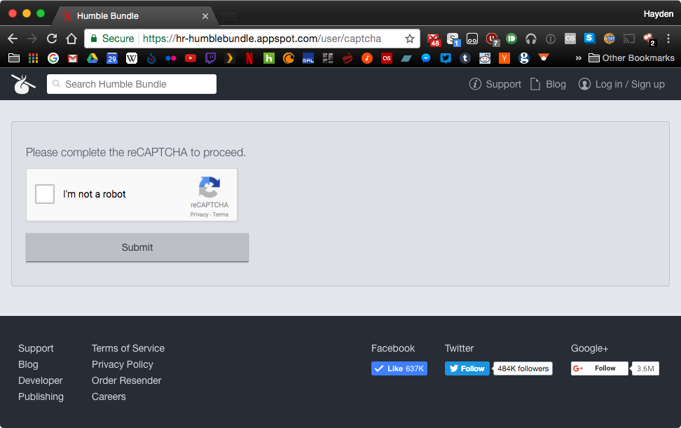 Humble Bundle captcha